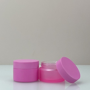 Luxury Label Customization 10g 15g 20g 30g 50g 100g Purple pink Empty Frosted Glass Cream Jar for Skin Care Product - Product Image 2