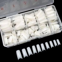 Nailway Faux Ongles Demi-Couverture de Haute Qualité, Style Français, en ABS, Forme Cercueil XL, 10 Tailles, 500 Pièces avec Boîte