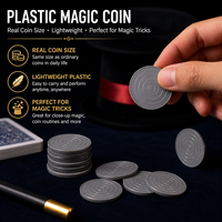 Lot de 10 pièces de pièces de monnaie magiques en plastique pour la pratique des tours de magie, accessoires de manipulation de pièces de monnaie, accessoires de magie pour enfants et débutants