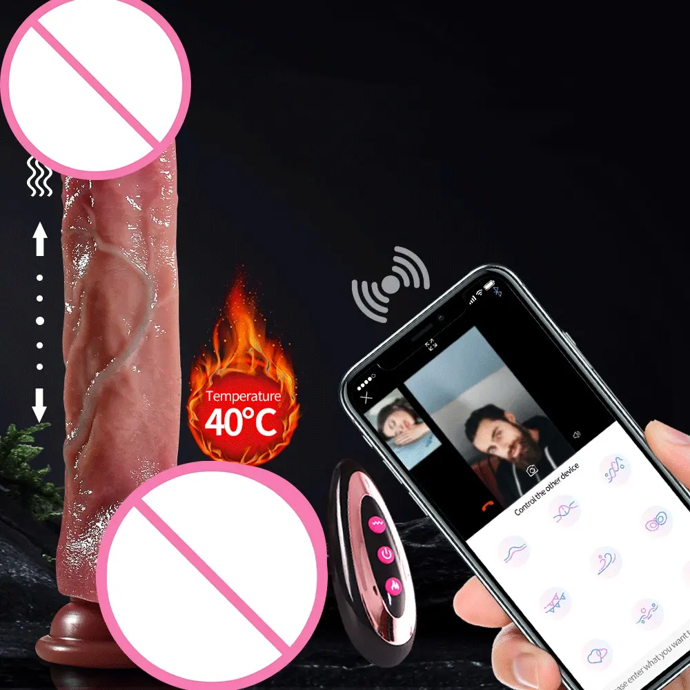 AIZHILIAN Vibrator Dildo teleskopik realistis, Masturbator mainan seks Dildo pemanasan Remote Control Penis asli besar