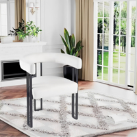Fauteuil rembourré moderne pour salon et chambre, chaise individuelle, chaise d'appoint de club, chaise baril blanche
