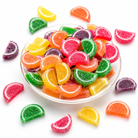 Producent Fruit Slices Gummy Candy Gecoate Zure Zoete Fruit Smaak Halal Groothandel Aangepaste OEM Private Label TIK TOK Bulk