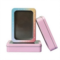 Boîte en métal rectangulaire personnalisée avec fenêtre, emballage cadeau en métal, boîte de présentation avec couvercle transparent