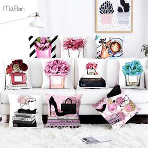 Gelgit marka parfüm şişeleri peluş minder örtüsü kanepe yastık kılıfı ev dekor el boyalı çiçekler yastık kanepe atmak yastıklar - Product Image 2