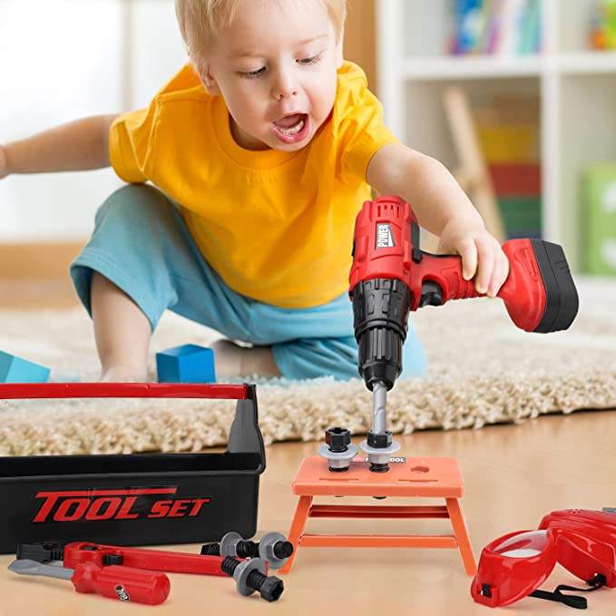 STEAM Life Kids Tool Set With Electric Drill - 23 Piece Pretend Play Construction Toys For Ages 3-8