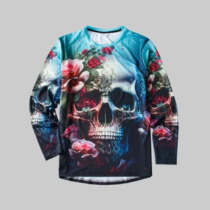 T-shirt pour homme de haute qualité, imprimé <span class=keywords><strong>floral</strong></span> et crâne, décontracté, confortable, respirant, manches longues - Product Image 2