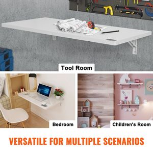 White 39.37\&quot; X 19.69\&quot; Wall-Mounted Foldable Desk Iron Bracket Drop Leaf <strong>Table</strong> for Home <strong>Office</strong> Dining Laundry Bar <strong>Small</strong> <strong>Spaces</strong> - Product Image 6