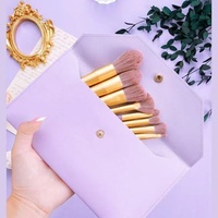 Ensemble de 9 pinceaux de maquillage professionnels pour le visage, couleur violet doux, avec logo personnalisé, poils synthétiques doux et durables, manche en plastique