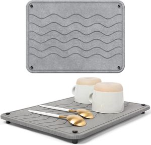 Tapis de séchage en terre de diatomée super absorbant, résistant à la chaleur, à séchage rapide, tapis de séchage pour la vaisselle, tapis de drainage pour la cuisine - Product Image 1