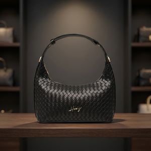 Lady Rosella Woven Handbag with Zipper Closure Textured Synthetic Leather Satin Lining Waterproof & Adjustable - Product Image 3