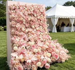 OFFERTA SPECIALE Decorazione per Matrimoni, Parete Floreale 3D Arrotolabile, Sfondo con Rose <span class=keywords><strong>Rosa</strong></span> per Cerimonie Nuziali - Product Image 5