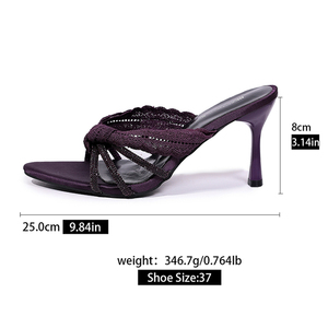 Nouvelles pantoufles sexy pour femme à talons hauts, talon fin, dessus en tissu en forme d'araignée, semelle intérieure en polaire synthétique, talon en forme d'éventail de 8 cm HLei24 - Product Image 4