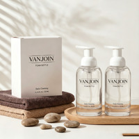 Distributeur de savon moussant en verre vide de 350 ml, fond épais avec mousseur, pour désinfectant pour les mains, savon liquide pour le corps et désinfectant.