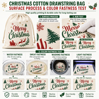 Bolsa de Regalo Promocional Personalizada con Logotipo Navideño, Bolsa de Tela de Algodón Orgánico Ecológica con Cordón