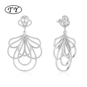 TY Jewelry S925 Hyperbole Beautiful Hollow Stud Wholesale Big Party Fashion Jewelry Women Accessories Diamond Vintage Earrings
