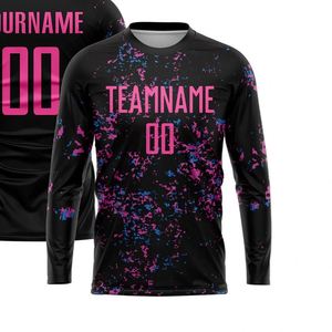 Black <b>Long</b> Sleeve Soccer Jersey Football Performance Shirt Breathable Quick Dry Athletic <b>Match</b> Training Uniform for Men Teams - Product Image 2