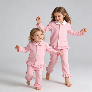 Set <span class=keywords><strong>Pigiama</strong></span> Personalizzato a Maniche Lunghe per Bambini, Pigiami in <span class=keywords><strong>Cotone</strong></span> all'Ingrosso, Abbigliamento da Notte in Filato Bubble, Set Casual per Bambini - Product Image 4