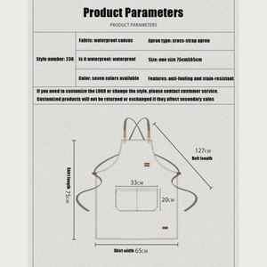 Vente chaude Tabliers personnalisables avec logo, imperméables et résistants à l'huile, en toile, pour restaurant, cuisine, uniforme de mode et jardinage - Product Image 4
