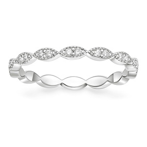 Anillo de media eternidad de compromiso y boda de moda con moissanita VVS GRA de corte brillante y engaste de canal, chapado en oro de 14K, joyería fina al por mayor - Product Image 1
