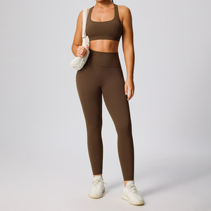 Conjunto Deportivo de Dos Piezas <span class=keywords><strong>para</strong></span> Mujer, Cintura Alta, Ajuste Ceñido, Secado Rápido, Transpirable, <span class=keywords><strong>para</strong></span> <span class=keywords><strong>Yoga</strong></span>, con Logotipo Personalizado OEM - Product Image 4
