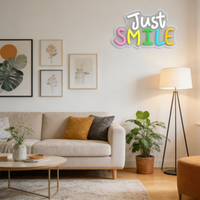 Neonawall Just Smile, Luz LED de Neón Acrílica con Alimentación USB, Forma Personalizable, Decoración Positiva para Pared, Habitación, Estudio, Fiesta, Negocio