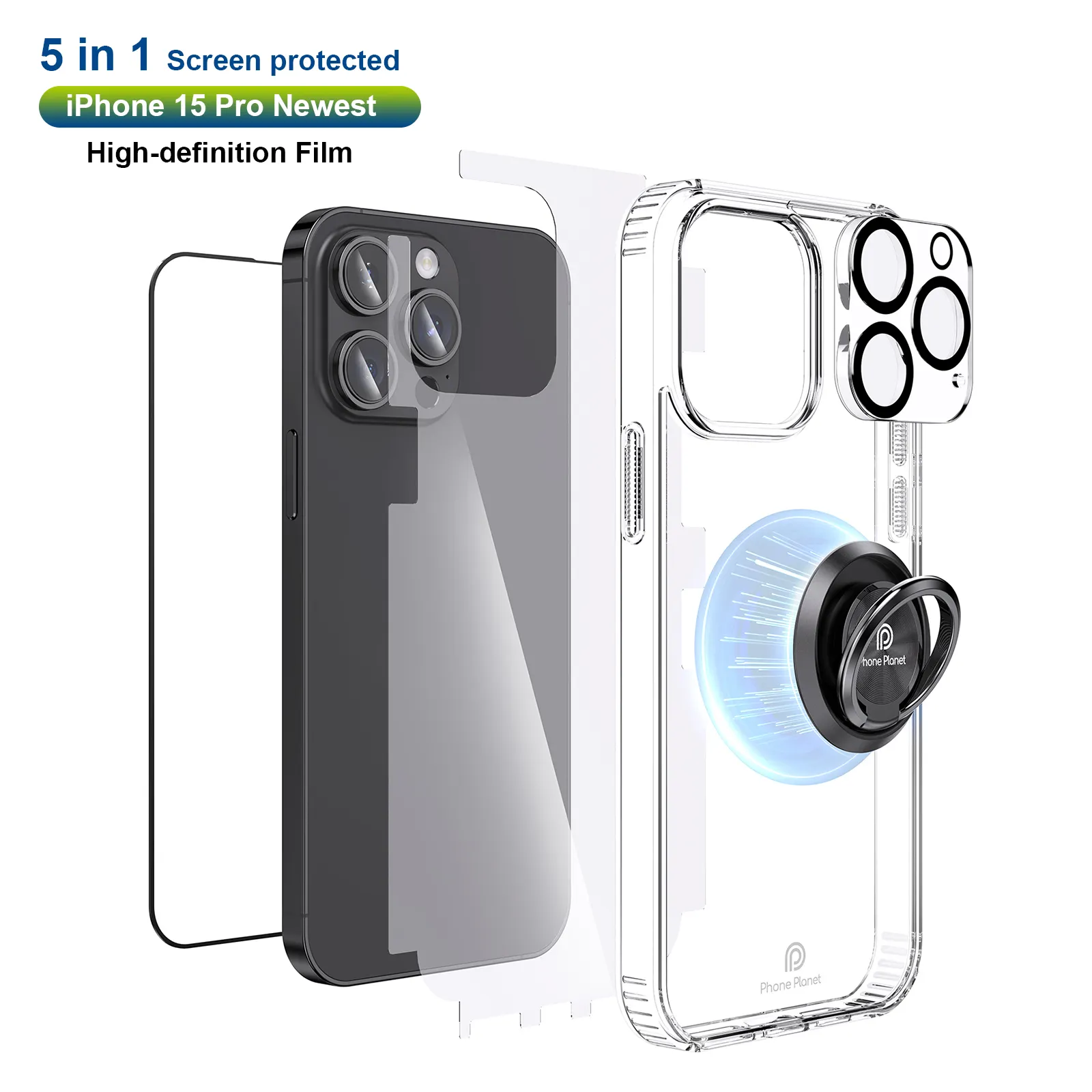 Phone Planet Anti-scratch 5 in 1 protective set for iphone apple 14 15 series phone case Phone Screen Protector For iPhone