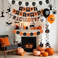 Kit de décorations pour fête d'Halloween : Bannière Joyeux Halloween avec spirales suspendues, bannière Trick or Treat, décorations spirales suspendues citrouille et chauve-souris