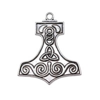 Charme Marteau de Thor Mjolnir 40x34mm en Alliage de Zinc Argent Vieilli avec Nœud Spirale Triquetra pour Costume de Cosplay Viking