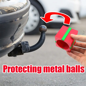 Christmas <b>Gift</b> <b>Box</b> Trailer Ball Cover Plastic Decorative Hitch Mount <b>Red</b> Green Ribbon Holiday Style - Product Image 3