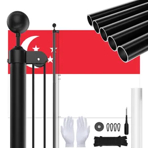 CYDISPLAY Kit tiang bendera aluminium 6m 20FT, tiang bendera Halyard perumahan Manual luar ruangan tiang bendera dapat disesuaikan