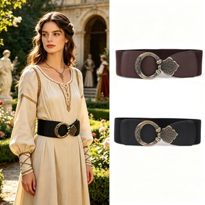 Cinturón Elástico Medieval Renacentista con Hebilla Vikinga Retro, Cinturón <span class=keywords><strong>de</strong></span> Cuero PU para Cosplay - Product Image 1