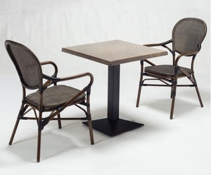 All weather di bambù francese bistro sedie nero con il braccio - Product Image 6