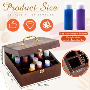 CNGLEE Elegant Rectangle Wood Paint <strong>Storage</strong> Box Locking Clasps Removable Tray Painted Design-Multi-Function Artist Tool - Product Image 2