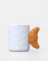 Mug en céramique créatif avec poignée en forme de croissant 3D, tasse à lait pour le petit-déjeuner, décoration de cuisine à domicile, logo personnalisé acceptable