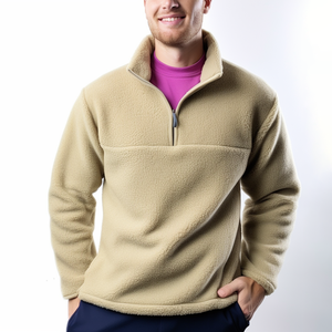 Giacche in Pile Sherpa Personalizzate, Felpe Riciclate con Zip 1/4, Giacche in Pile Polare a Maniche Lunghe da Uomo con Tasche - Product Image 1