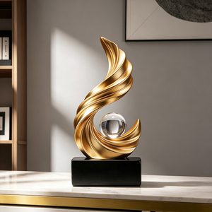 Ornement en or Feng Shui, boule de cristal, lumière luxueuse, décoration de salon, bureau - Product Image 5
