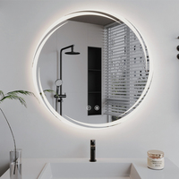 Nouveau design de miroir de salle de bain éclairé par LED, écologique, avec cadre en acier, miroir de vanité anti-éclats, interrupteur tactile mural intelligent