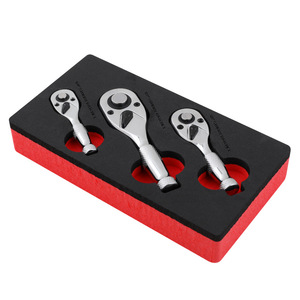 72 Tooth Short Handle Ratchet Wrench Set 1/2 In Chrome Vanadium Steel 3 Piece Auto Repair Tool With Hard Case - Product Image 1