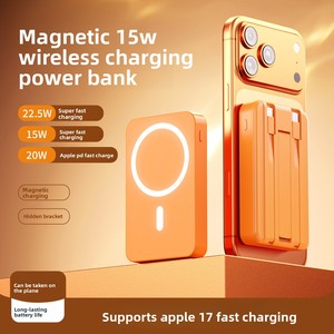 Batterie externe magnétique sans fil à charge rapide 22,5 W, 20000 mAh, compatible 15 W, chargeur portable avec câbles intégrés - Product Image 1