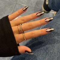 Nouveau design papillon faux faux ongles artificiels conseils cristal dessin animé tête de citrouille presse sur l'ongle avec strass