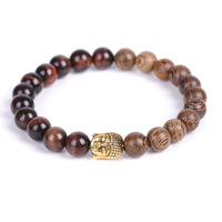 8mm Mode Pierre Naturelle Perles Bouddhiste Tête De Bouddha Accessoires Méditation Protection Guérison Bijoux Stretch Bracelet Unisexe