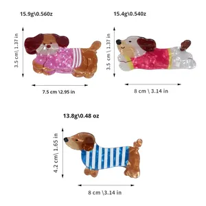 Nouvelle pince à cheveux en forme de requin à griffes, couleur café, pour chiot <span class=keywords><strong>teckel</strong></span>, motif dessin animé mignon, accessoire adorable - Product Image 3