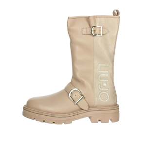Botas Planas de Media Pantorrilla para Mujer Liu-Jo, Cuero Beige con Detalle de Hebilla - Product Image 1