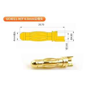 Ensemble de connecteurs à balle en cuivre pur plaqué or Amass GC4011-M GC4011-F 4,0 mm, courant continu 32A pour moteur RC - Product Image 2