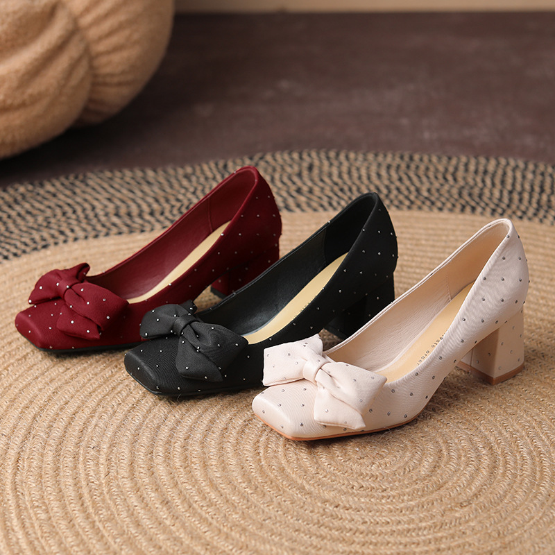 cute low heel dress shoes Low Heels Dress Shoes for Women Size 4.5-10 Mary Jane Vintage Pumps PU  Leather