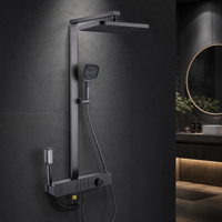 En gros Ensemble de douche gris pour appartement et hôtel, Robinet thermostatique, Jet pluie doux et fonction pause, Ensemble complet pour salle de bain avec commande à touches piano