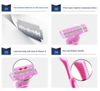 Nouveau design emballage personnalisé rasoir de rasage de sécurité jetable rasoir professionnel triple lames pour le visage des femmes