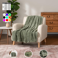 Plaid en fausse fourrure de lapin couleur unie, 100 % polyester, super doux, chaud et confortable pour canapé, lit et décoration intérieure