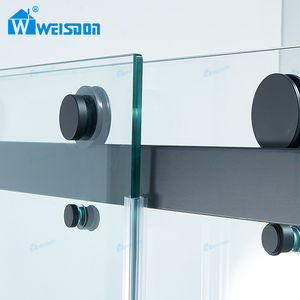 Pantalla de ducha negra mate para <span class=keywords><strong>bañera</strong></span> de vidrio templado doble deslizante sin marco de acero inoxidable Weisdon - Product Image 4
