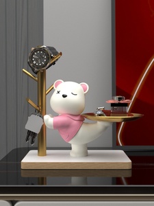 Sculpture d'art créative en résine époxy en forme d'ours, ornement décoratif, porte-clés mural pour entrée, rangement de bijoux pour bureau à domicile, cadeau de pendaison de crémaillère - Product Image 3